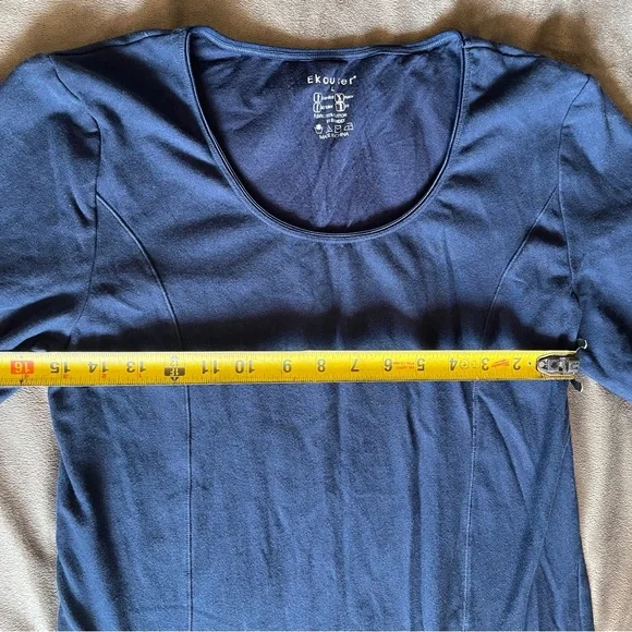 Ekouaer Deep Blue Long Sleeve Top Large - Picture 3 of 6